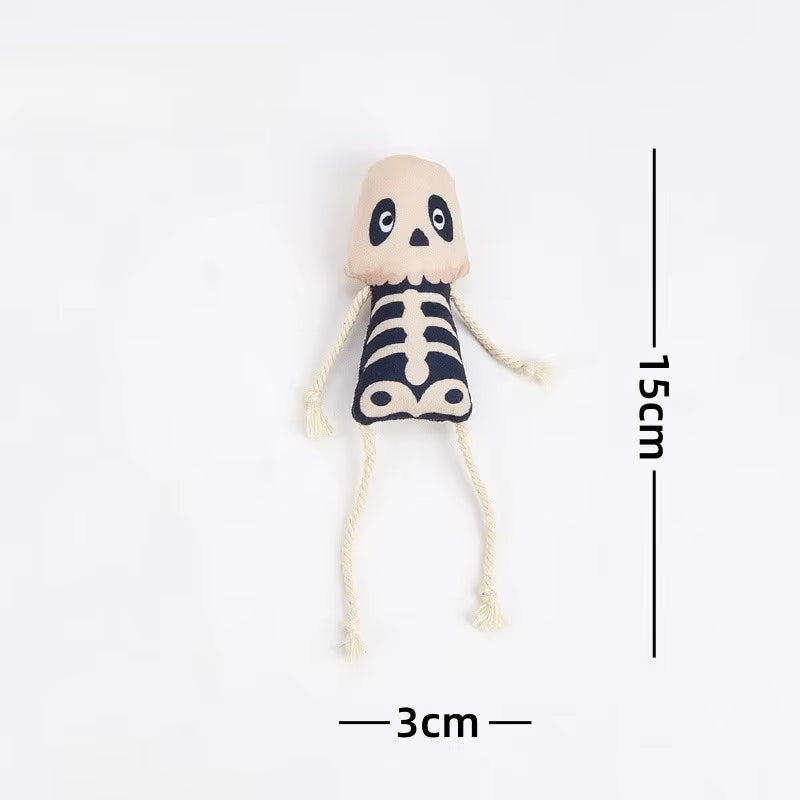 Catnip Plush Cat Toys Halloween Skeleton Design Cats Dogs Interactive Toys with Rope Limbs Cute Pet Resistant to Bites Fun Toys