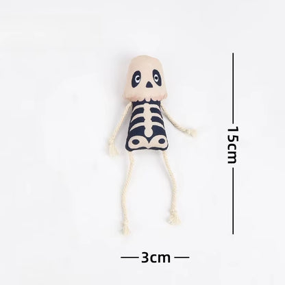 Catnip Plush Cat Toys Halloween Skeleton Design Cats Dogs Interactive Toys with Rope Limbs Cute Pet Resistant to Bites Fun Toys