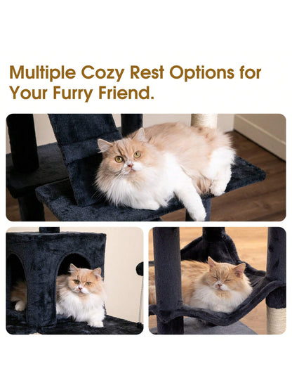 MWPO 70.1-Inch Large Cat Tree, Multi-Level Tall Cat Tower for Indoor Cats, Plush Cat Condo with Big Padded Perches, Sisal-Covered Scratching Posts, Hammock, Toys for Kittens & Cats