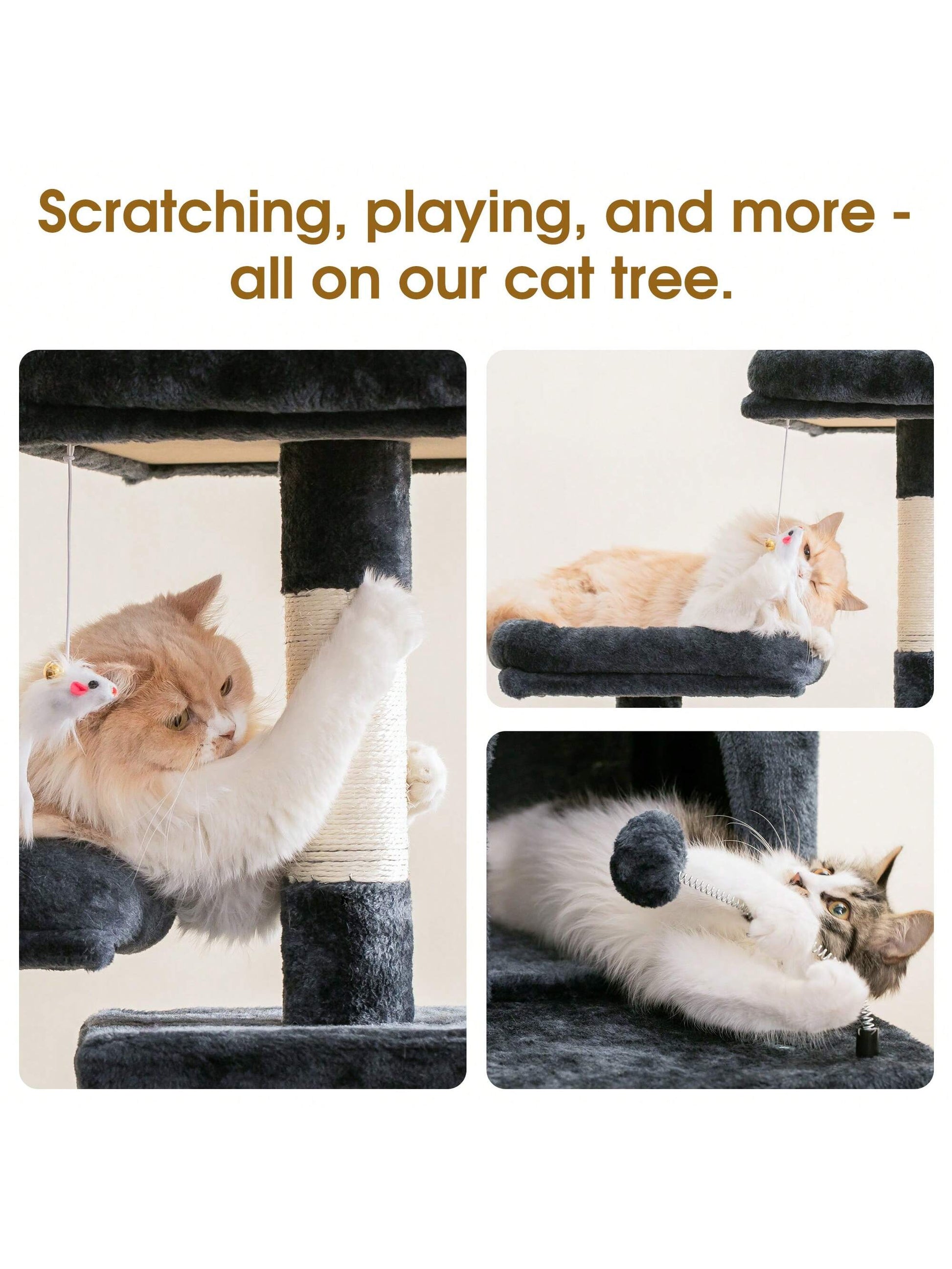 MWPO 70.1-Inch Large Cat Tree, Multi-Level Tall Cat Tower for Indoor Cats, Plush Cat Condo with Big Padded Perches, Sisal-Covered Scratching Posts, Hammock, Toys for Kittens & Cats