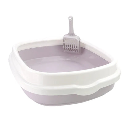 Small Cat Litter Box for Kittens Oval Shape Heavy Duty PP Plastic Anti-Tracking Covered Tray with Step-On Rim