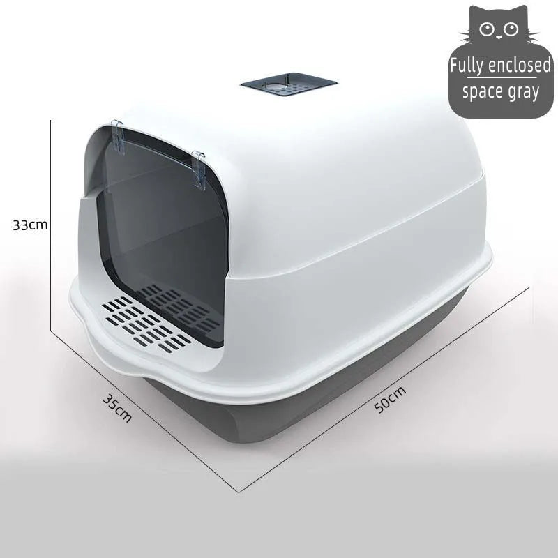 Pet Litter Box Fully Enclosed Spillproof Deodorant Cat Toilet Two-Way Shovel Large Capacity Cat Toilet Litter Box Closed Sandbox