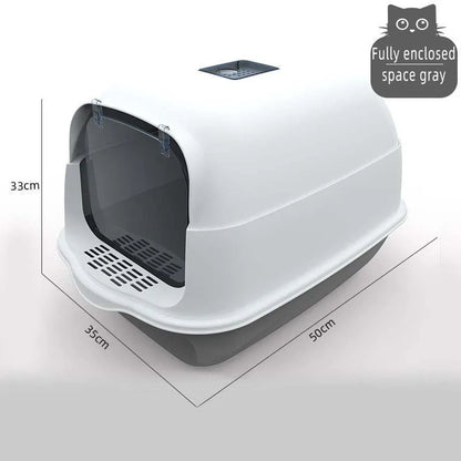 Pet Litter Box Fully Enclosed Spillproof Deodorant Cat Toilet Two-Way Shovel Large Capacity Cat Toilet Litter Box Closed Sandbox