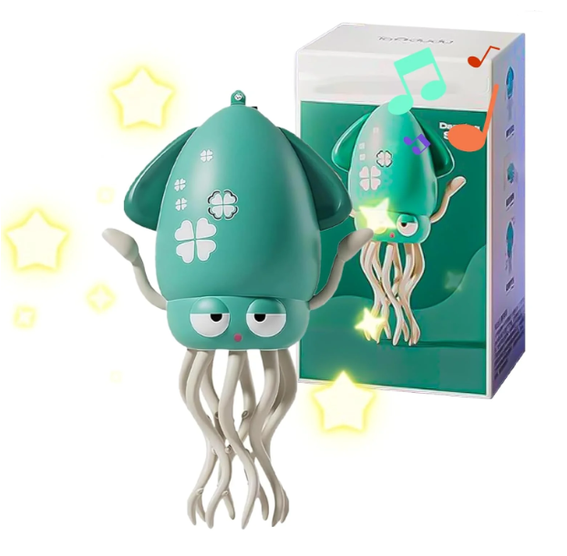 Electric Dancing Squid Toy Crawling Dancing Automatic Obstacle Avoidance Octopus Sensor Toy with LED Lights & Music