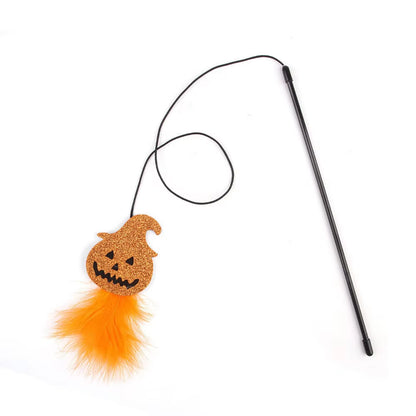 20 Styles Assorted Halloween Cat Toy Accessories Set Multiple Plush Interactive Cat Wand Spider Feather Pet Toys