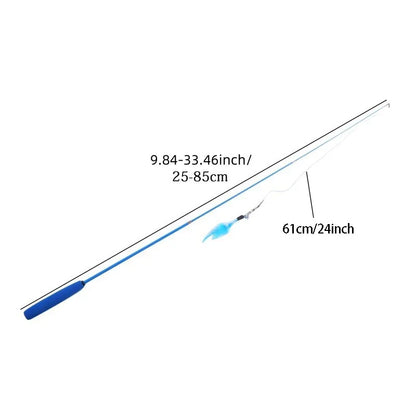Interactive Cat Feather Toy Feather Teaser Stick Wand Pet Retractable Feather Bell Refill Replacement Catcher Product for Kitten