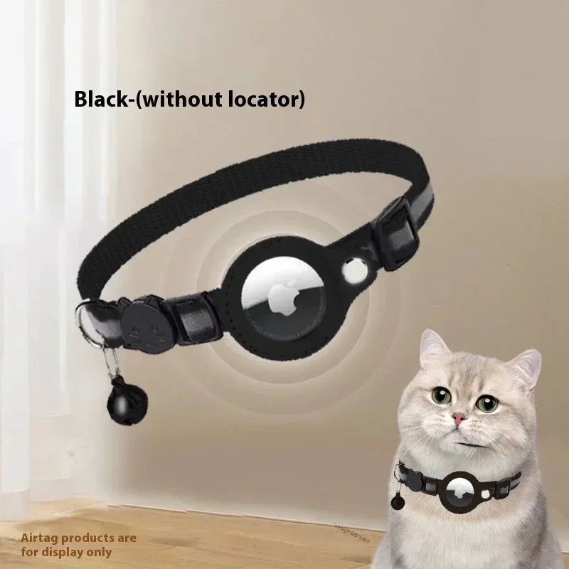0.4 - Inch Cat Positioning Collar. Detachable Air Tag Holder, Reflective, with Bell. Fits Cats, Pairs with Apple Air Tag.