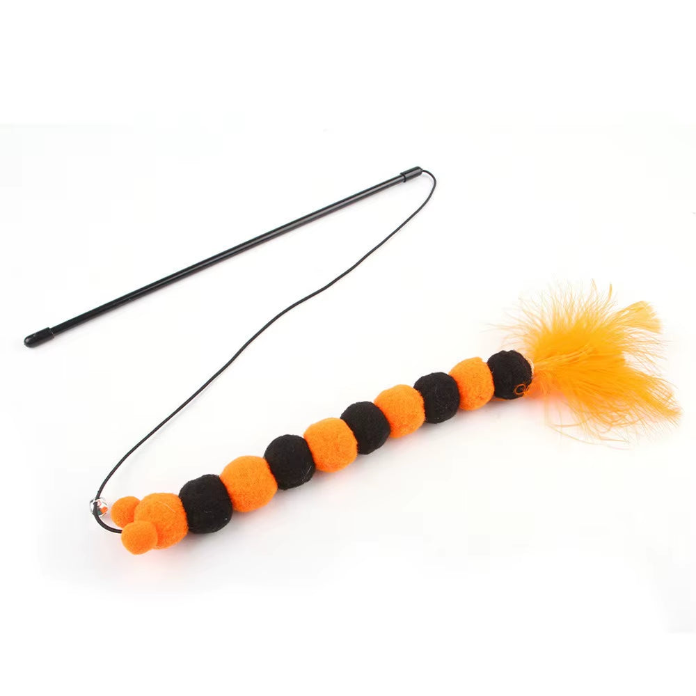 20 Styles Assorted Halloween Cat Toy Accessories Set Multiple Plush Interactive Cat Wand Spider Feather Pet Toys