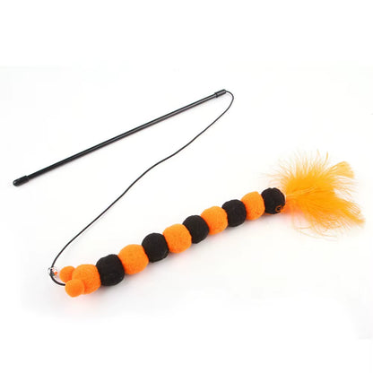20 Styles Assorted Halloween Cat Toy Accessories Set Multiple Plush Interactive Cat Wand Spider Feather Pet Toys