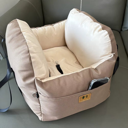 Portable Dog Car Seat Bed Booster Washable Home Cat Nest with Storage Pockets Soft Nest for Small Dogs and Cats Puppy Carrie