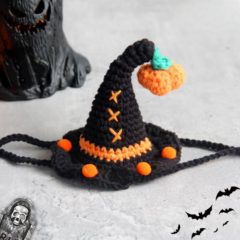 Halloween Pet Scarf Collar Bib Drool Towel Cat and Dog Decoration Halloween Yarn Funny Outfit Ghost Festival Hand-Woven Collars