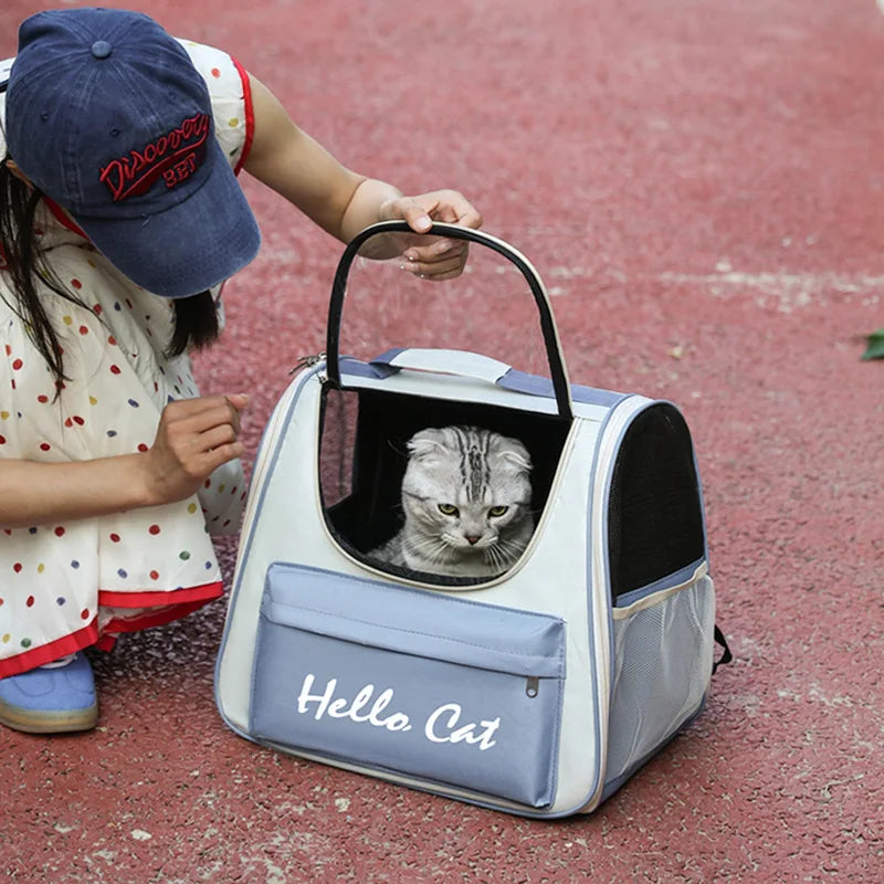 Cat Bag Large Capacity Convenient for Pets to Go Out Portable Breathable Double-Shoulder Hand-Held Pet Backpack