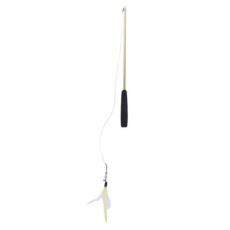Interactive Cat Feather Toy Feather Teaser Stick Wand Pet Retractable Feather Bell Refill Replacement Catcher Product for Kitten