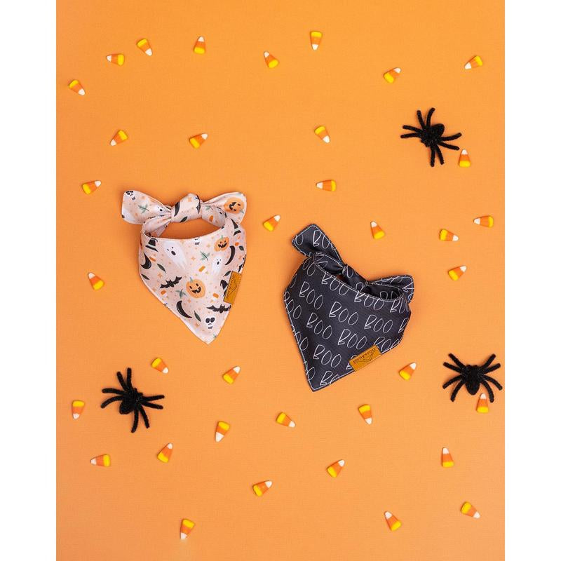 Remy+Roo Dog Bandanas - 2 Pack | Halloween Dog Bandanas Spooky Set | Premium Durable Fabric Bandanas for Dogs | Unique Shape | Adjustable Fit