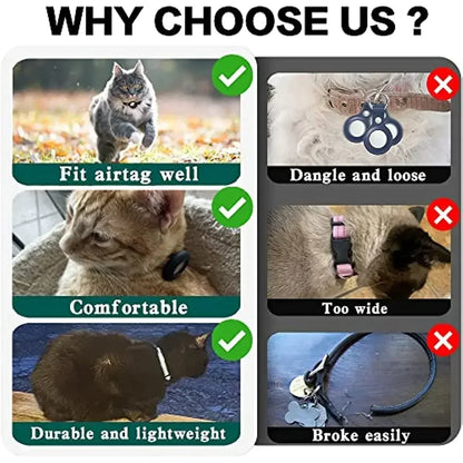 0.4 - Inch Cat Positioning Collar. Detachable Air Tag Holder, Reflective, with Bell. Fits Cats, Pairs with Apple Air Tag.