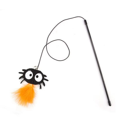 20 Styles Assorted Halloween Cat Toy Accessories Set Multiple Plush Interactive Cat Wand Spider Feather Pet Toys