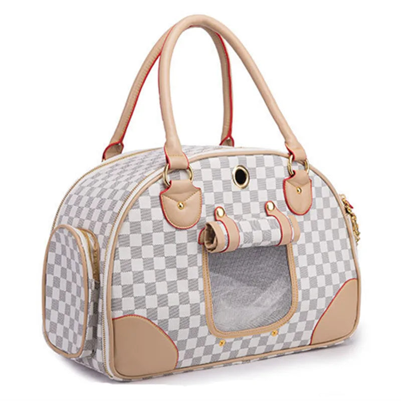 Pu Leather Small Cat Dog Carrier Bag Outdoor Travel Carry Tote Foldable Shopping Bag Portable Pet Dog Handbag