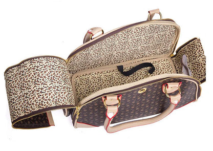 Pu Leather Small Cat Dog Carrier Bag Outdoor Travel Carry Tote Foldable Shopping Bag Portable Pet Dog Handbag