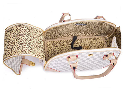 Pu Leather Small Cat Dog Carrier Bag Outdoor Travel Carry Tote Foldable Shopping Bag Portable Pet Dog Handbag