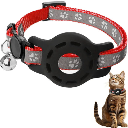 Airtag Cat Collar with Bells, Safety Buckle Cats Collar with Airtag Holder, Anti-Lost Cat Collars for Girl Boy Cats Kitty Puppy