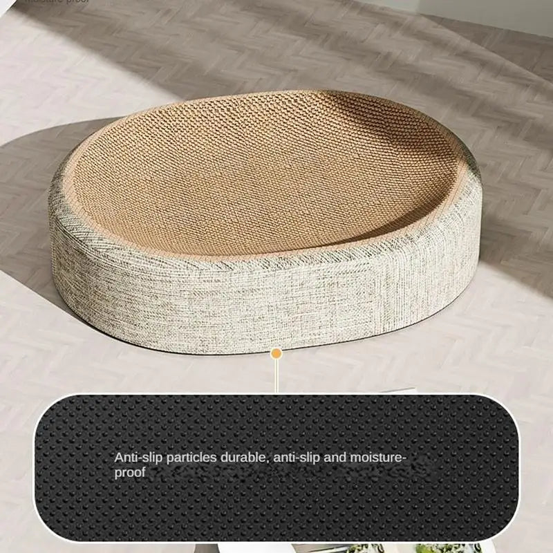 Oval Shape Scratch Pad for Cats Sisal Scratching Cat Bed Multifunctional Pet Sleeping Mat Cat Scratch Bed for Cats to Rest