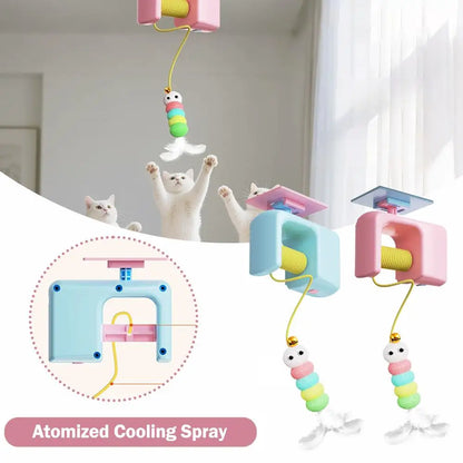 Cat Scratching Rope Feather Funny Kitten Playing Game Interactive Toy Retractable Hanging Door Mouse Catnip Scratch Rope Toy