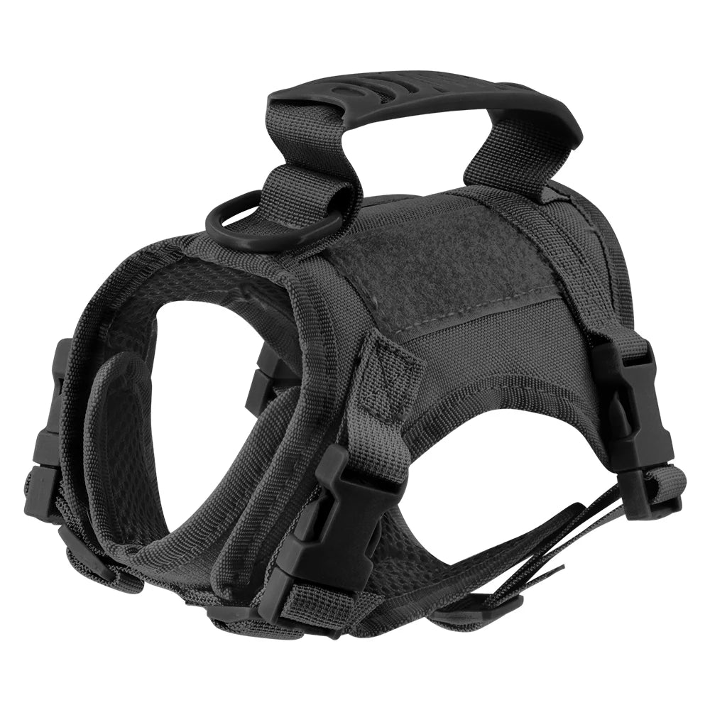Tactical Puppy Harness Leash for Small Dogs Cats Adjustable Kitten Vest for Military Service Dog Working Training Walking