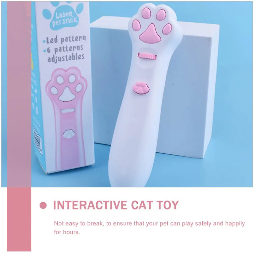 Laser Cat Teasing Stick 5 Modes + Red Dot LED Light Pointer Indoor Interactive Projection Toys Dog Kitten Pet Accessories