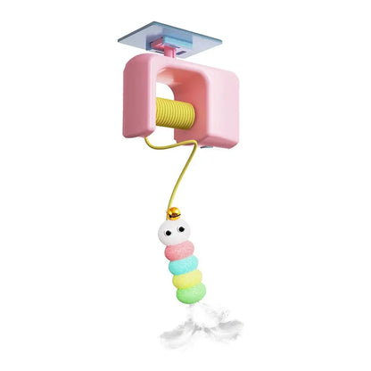 Cat Scratching Rope Feather Funny Kitten Playing Game Interactive Toy Retractable Hanging Door Mouse Catnip Scratch Rope Toy