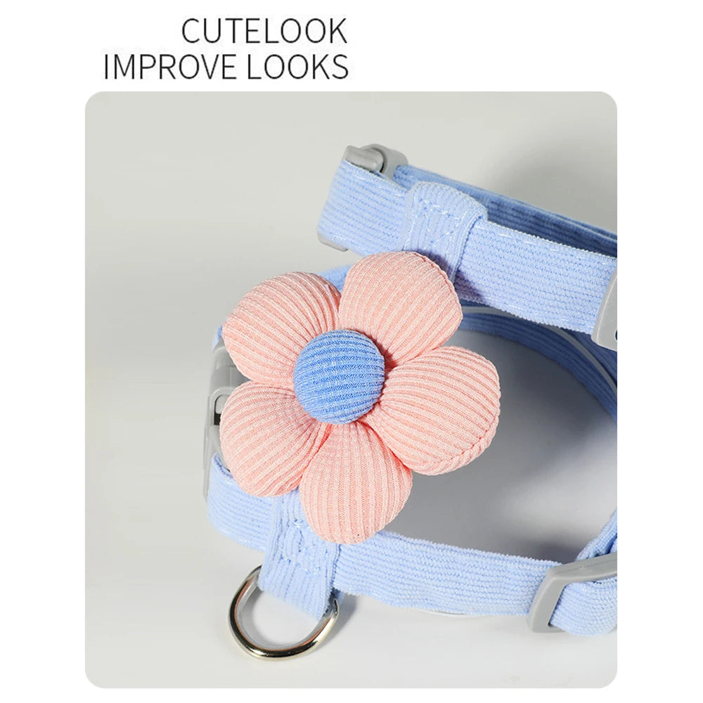New Adjustable Breathable Cat Harness Flower Anti-Break Fashion Cute Simple Pet Small Dog Harness Leash Set