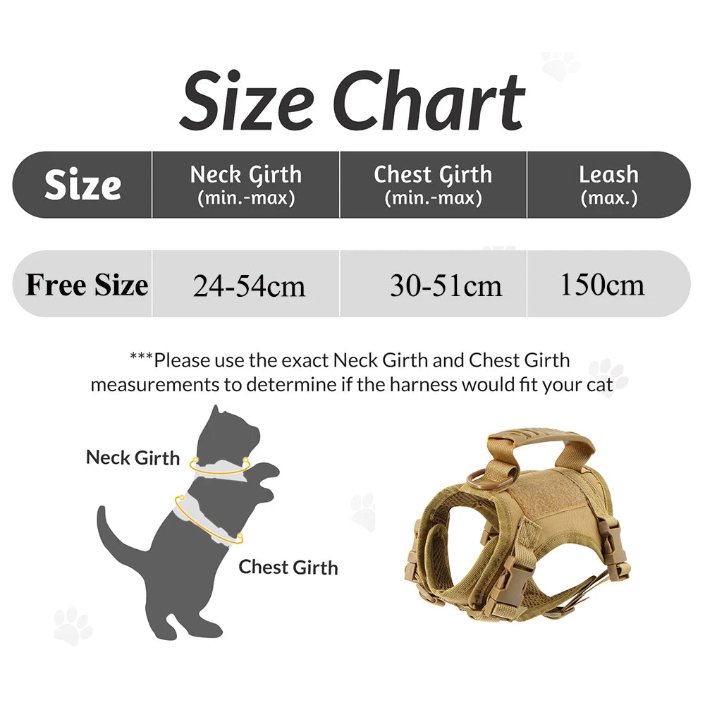 Tactical Puppy Harness Leash for Small Dogs Cats Adjustable Kitten Vest for Military Service Dog Working Training Walking