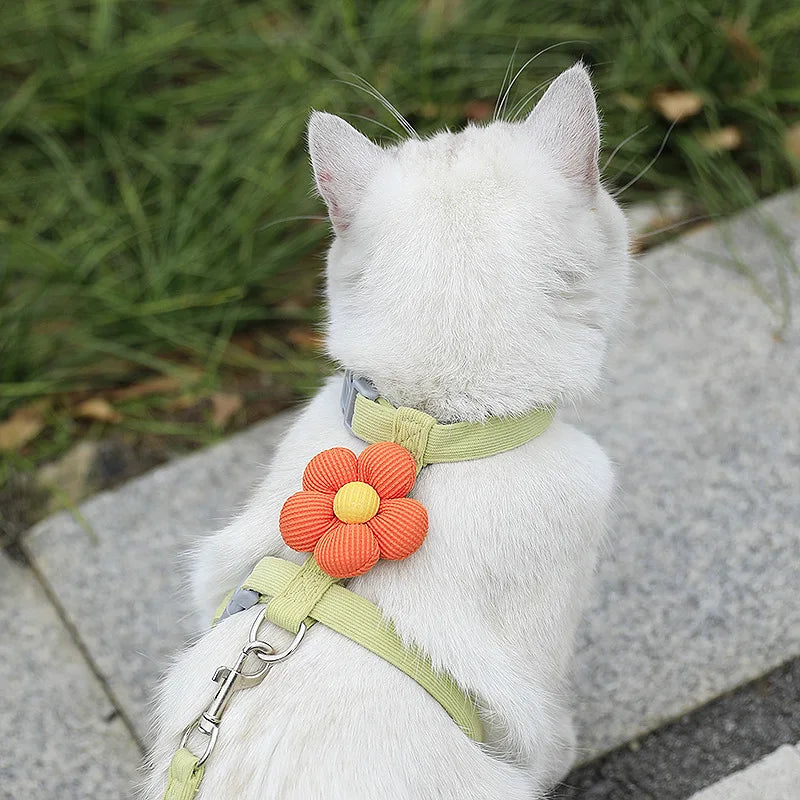 New Adjustable Breathable Cat Harness Flower Anti-Break Fashion Cute Simple Pet Small Dog Harness Leash Set