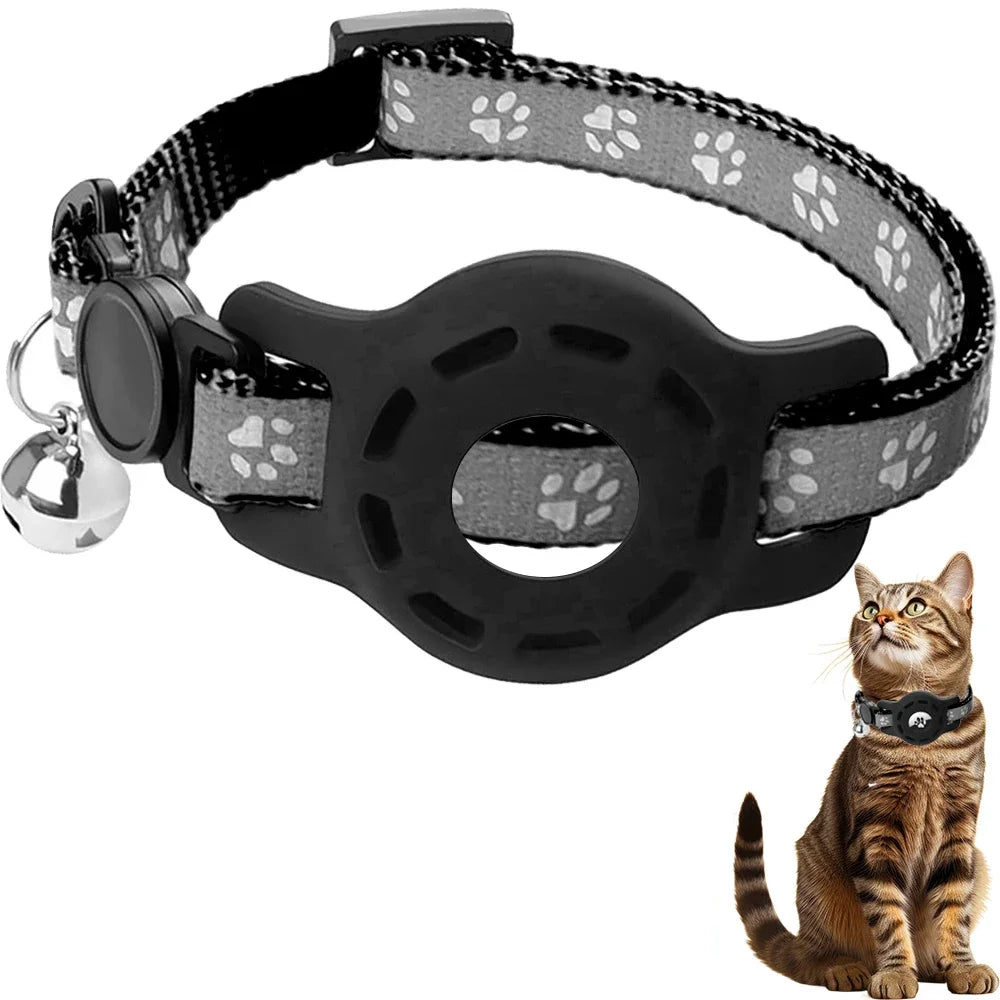 Airtag Cat Collar with Bells, Safety Buckle Cats Collar with Airtag Holder, Anti-Lost Cat Collars for Girl Boy Cats Kitty Puppy