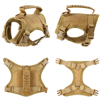 Tactical Puppy Harness Leash for Small Dogs Cats Adjustable Kitten Vest for Military Service Dog Working Training Walking
