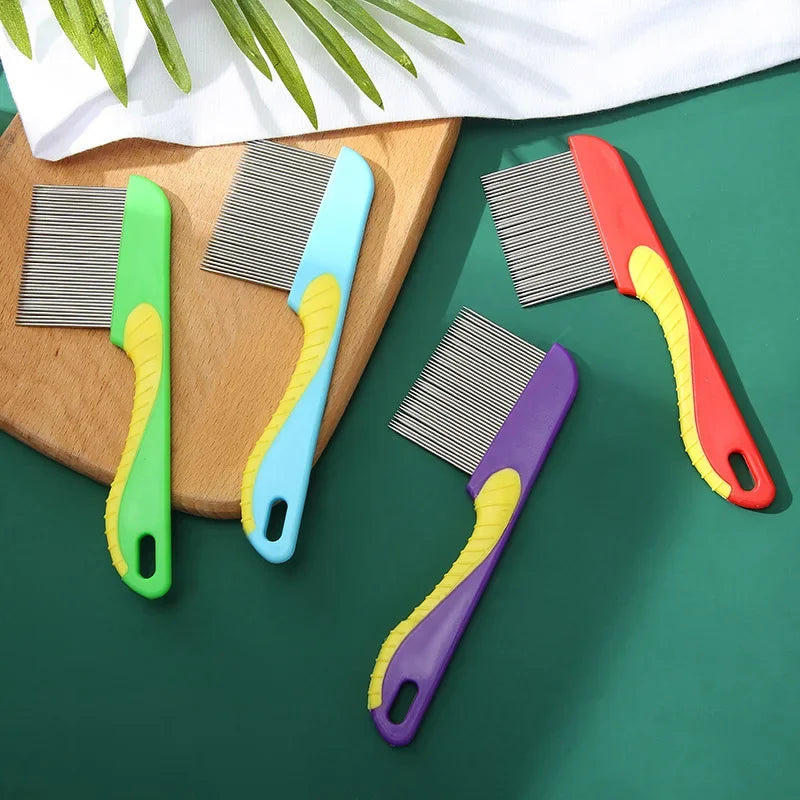 Pet Dog Cat anti Lice Comb Stainless Steel Long and Short Needle Dog Grooming Comb Deworming Eggs Knot Grooming Grate Flea Combs