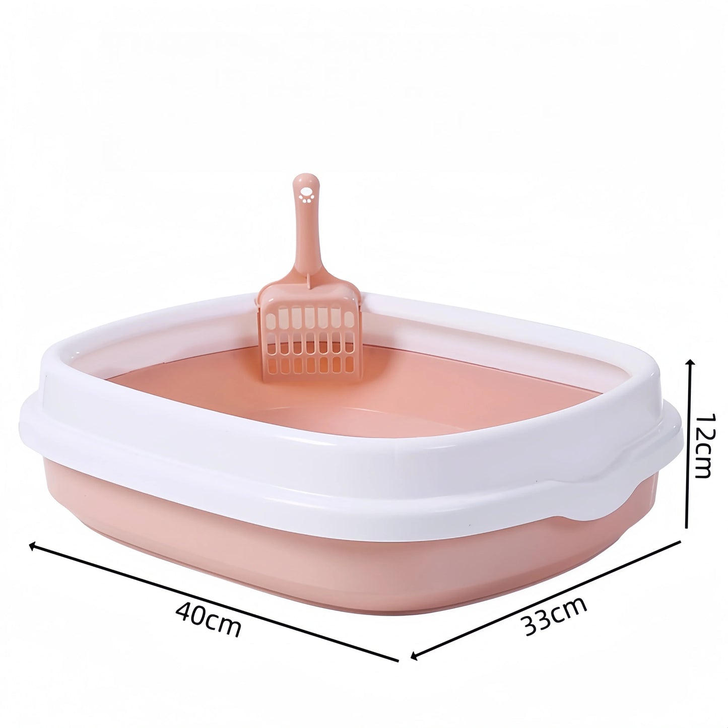 Small Cat Litter Box for Kittens Oval Shape Heavy Duty PP Plastic Anti-Tracking Covered Tray with Step-On Rim