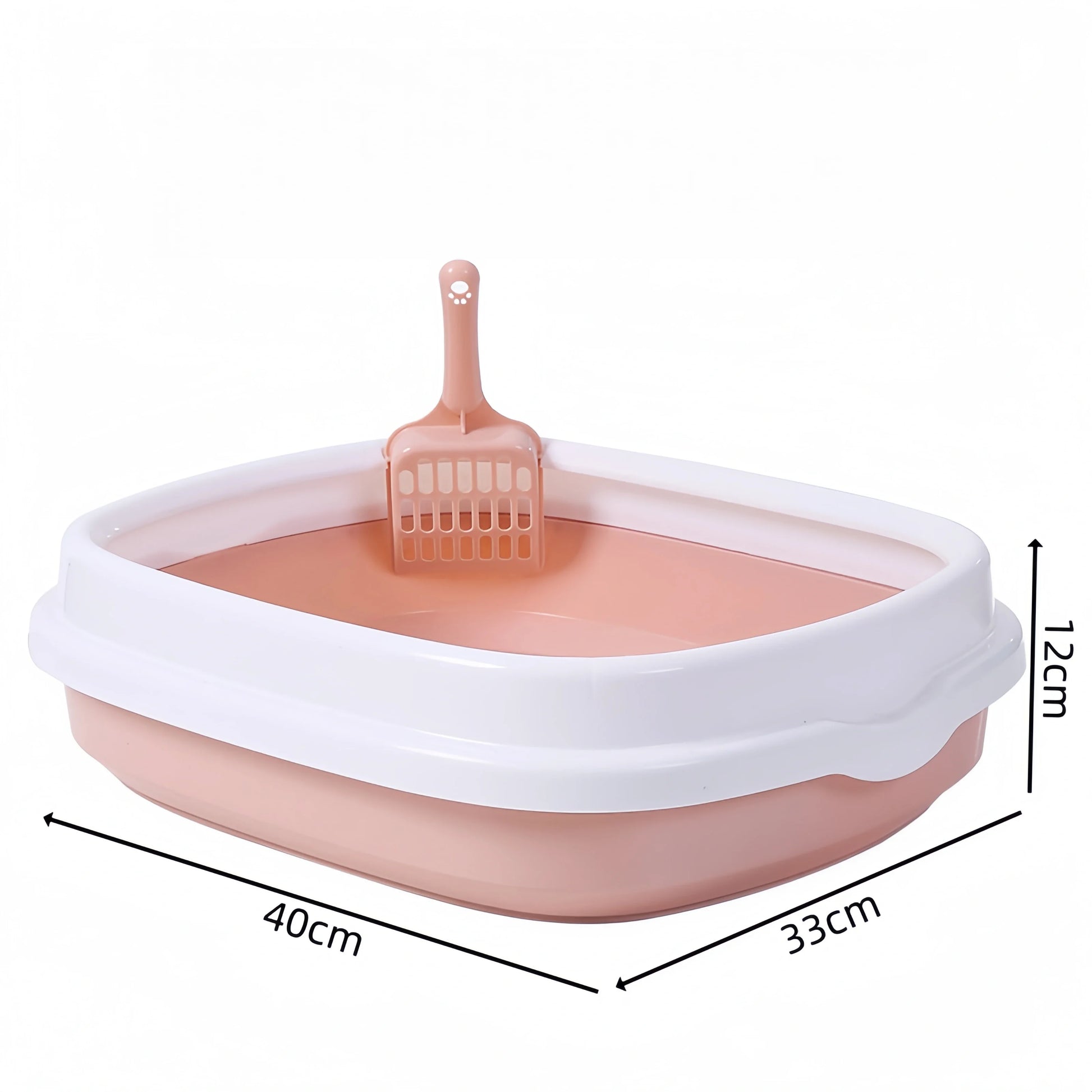 Small Cat Litter Box for Kittens Oval Shape Heavy Duty PP Plastic Anti-Tracking Covered Tray with Step-On Rim
