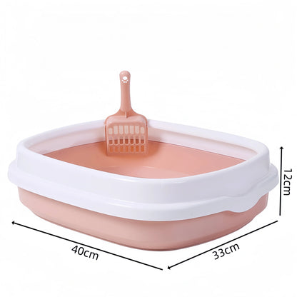 Small Cat Litter Box for Kittens Oval Shape Heavy Duty PP Plastic Anti-Tracking Covered Tray with Step-On Rim