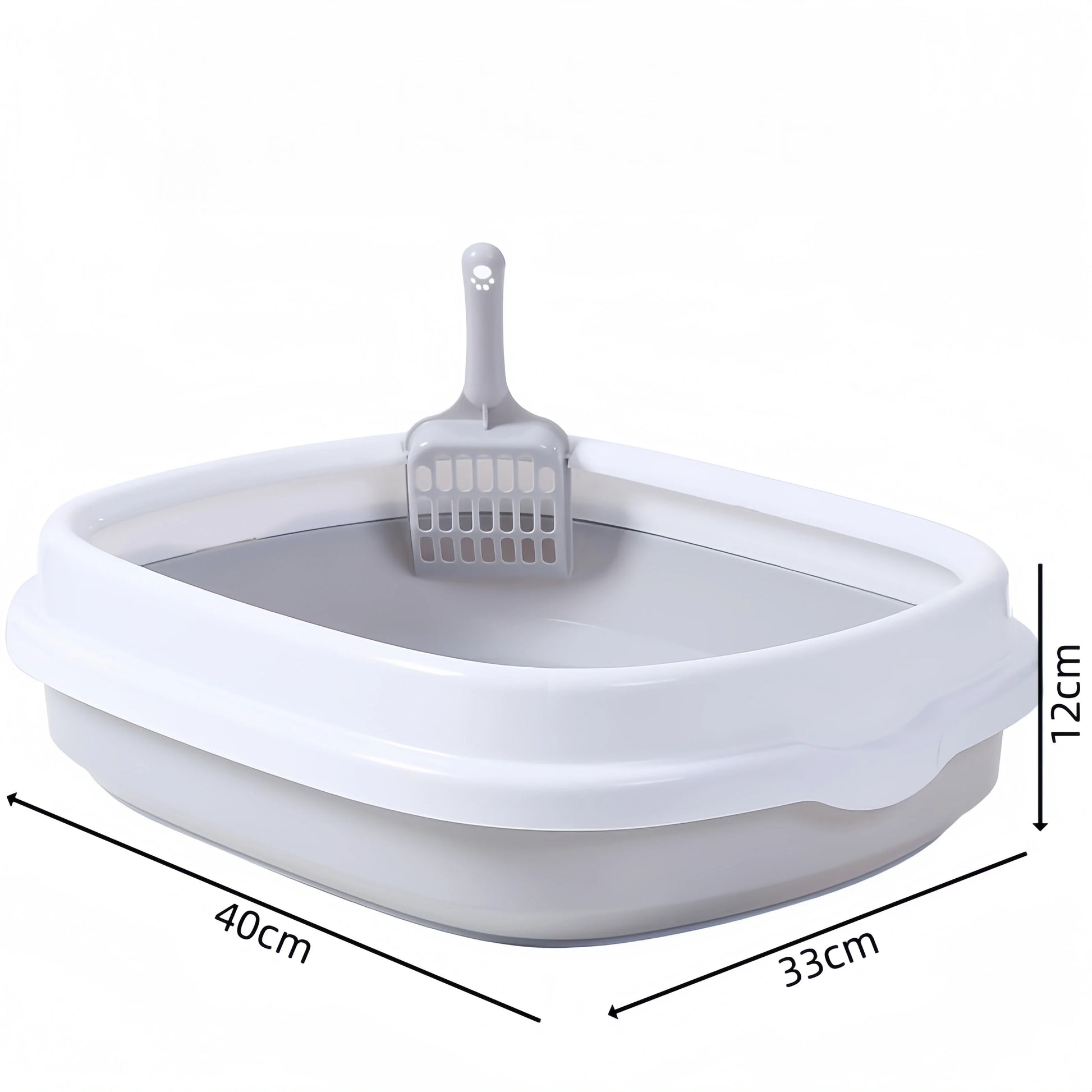 Small Cat Litter Box for Kittens Oval Shape Heavy Duty PP Plastic Anti-Tracking Covered Tray with Step-On Rim