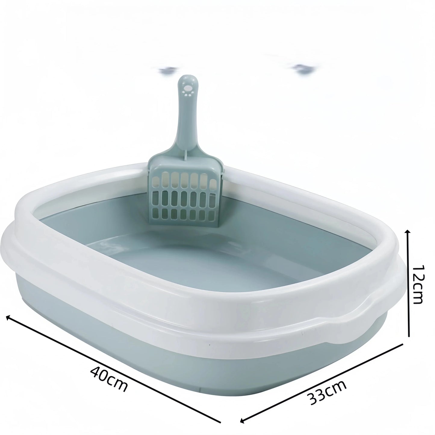 Small Cat Litter Box for Kittens Oval Shape Heavy Duty PP Plastic Anti-Tracking Covered Tray with Step-On Rim