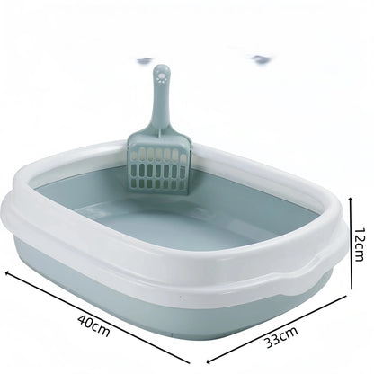 Small Cat Litter Box for Kittens Oval Shape Heavy Duty PP Plastic Anti-Tracking Covered Tray with Step-On Rim