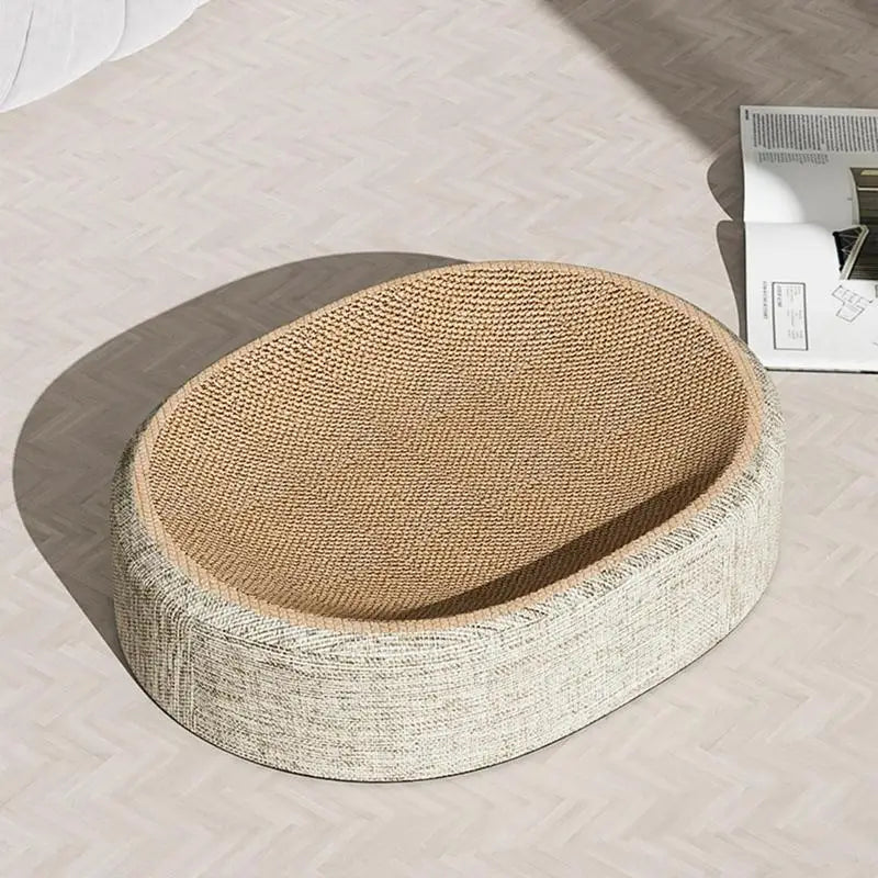 Oval Shape Scratch Pad for Cats Sisal Scratching Cat Bed Multifunctional Pet Sleeping Mat Cat Scratch Bed for Cats to Rest