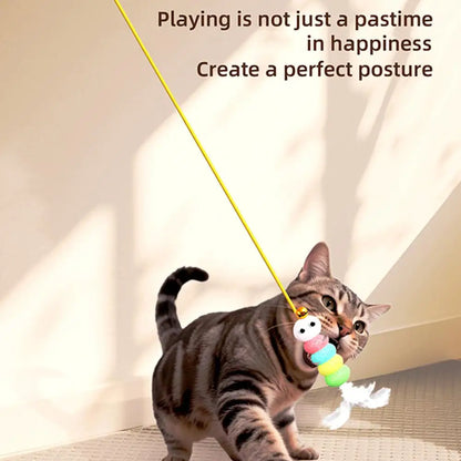 Cat Scratching Rope Feather Funny Kitten Playing Game Interactive Toy Retractable Hanging Door Mouse Catnip Scratch Rope Toy