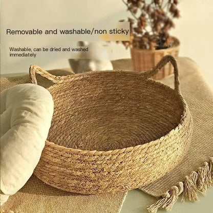 Purely Natural Woven Cat Bed, Seasonal Heating Pad, Universal Washable Pad, Pet Supplies Accessory, Suitable for All Seasons.