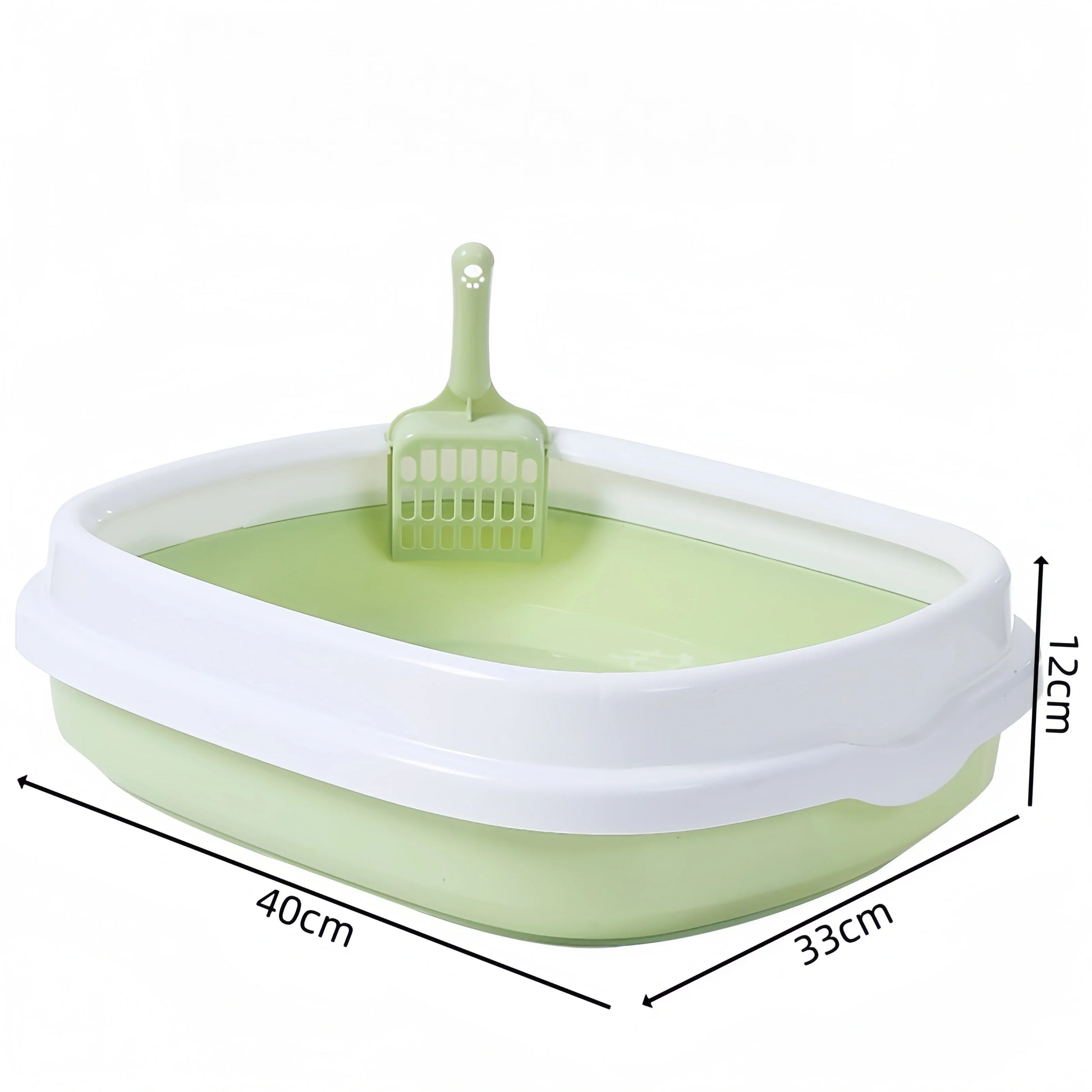 Small Cat Litter Box for Kittens Oval Shape Heavy Duty PP Plastic Anti-Tracking Covered Tray with Step-On Rim