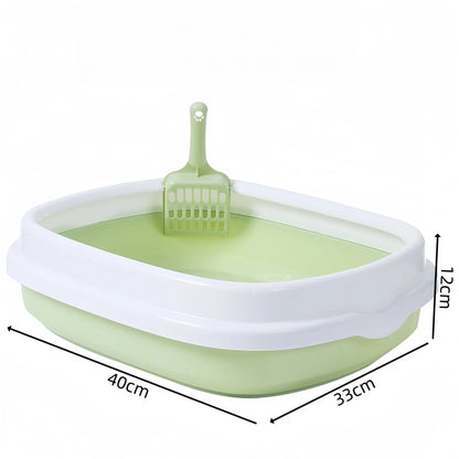 Small Cat Litter Box for Kittens Oval Shape Heavy Duty PP Plastic Anti-Tracking Covered Tray with Step-On Rim
