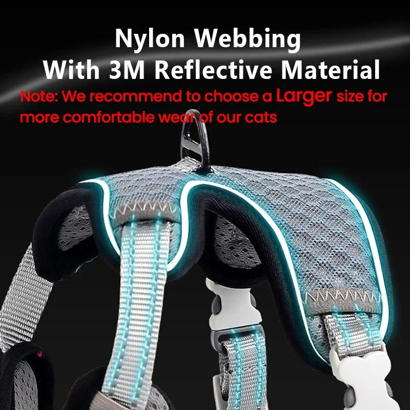 Cat Harness and Leash for Walking, Small Cat Harness Escape Proof Cat Harness Large, Adjustable Cat Harness Reflective