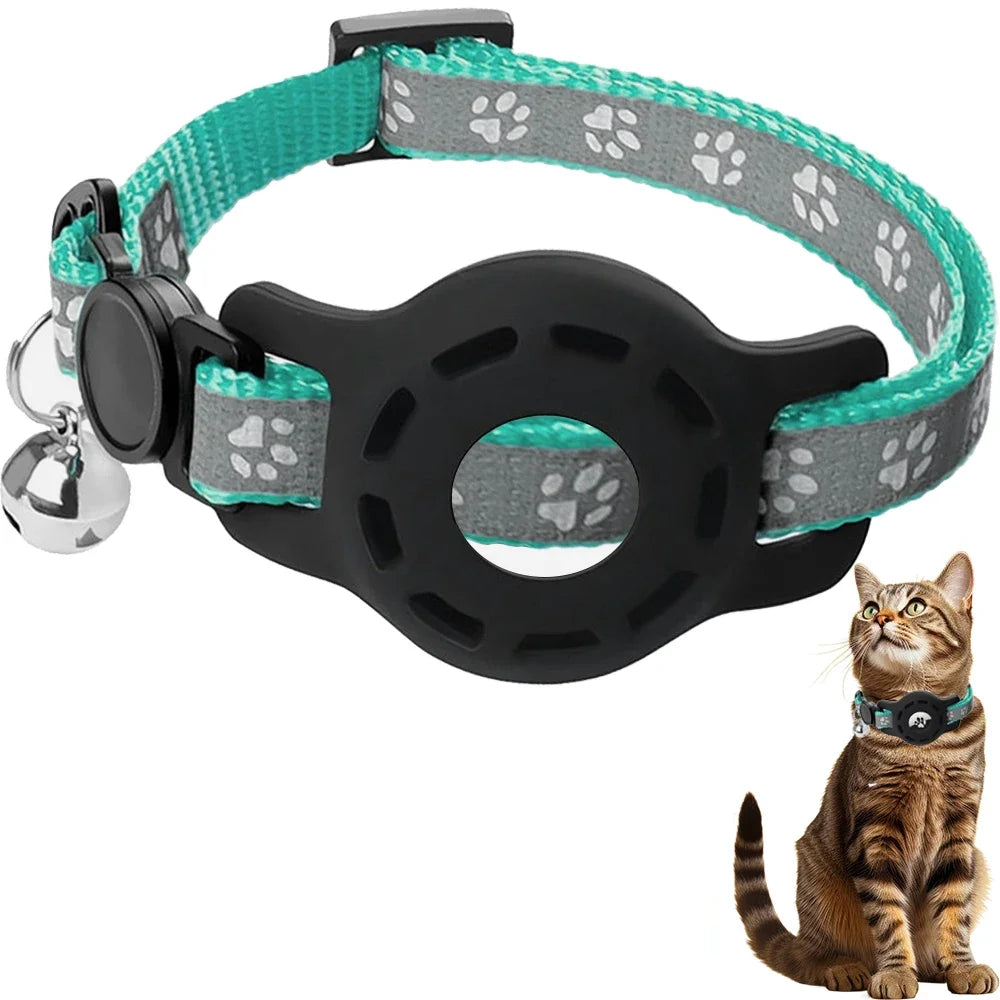 Airtag Cat Collar with Bells, Safety Buckle Cats Collar with Airtag Holder, Anti-Lost Cat Collars for Girl Boy Cats Kitty Puppy