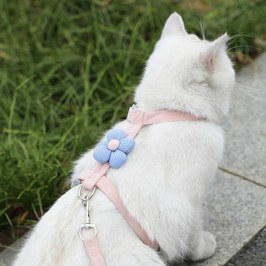 New Adjustable Breathable Cat Harness Flower Anti-Break Fashion Cute Simple Pet Small Dog Harness Leash Set