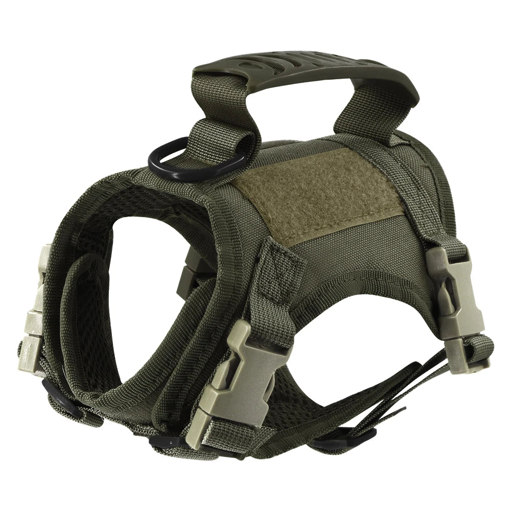 Tactical Puppy Harness Leash for Small Dogs Cats Adjustable Kitten Vest for Military Service Dog Working Training Walking